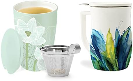 TEA Forte Kati Cupi Ceramic Tea Futher Cup, Lotus + ספל תה קרמיקה פיורה, אגבה כחולה | כוסות תה